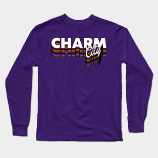 Charm City ))(( Baltimore City Pride Retro Font Long Sleeve T-Shirt